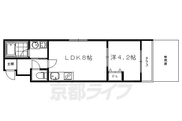 京都市下京区高辻町のマンションの間取り