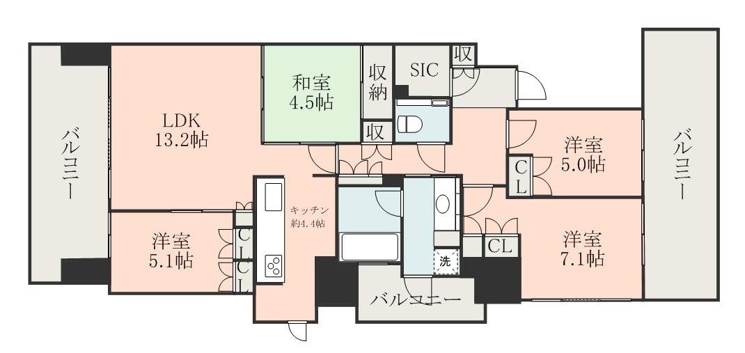 鹿児島市中央町のマンションの間取り