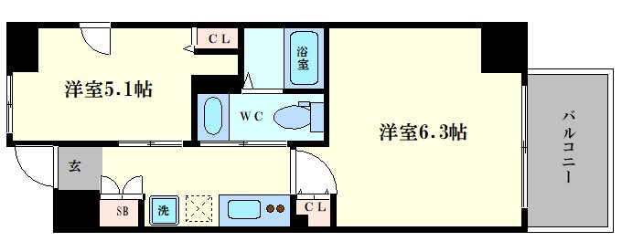 大阪市浪速区下寺のマンションの間取り