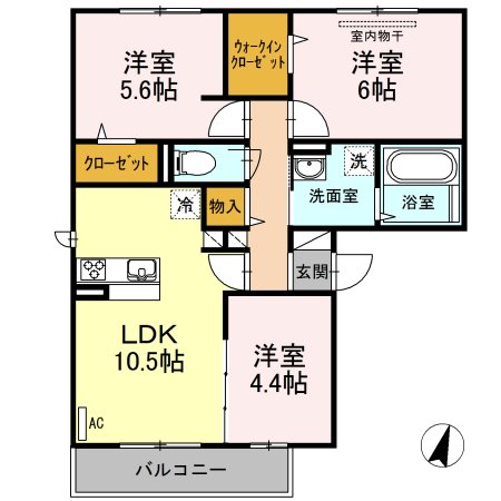 鹿児島県鹿児島市中山町（アパート）の賃貸物件の間取り