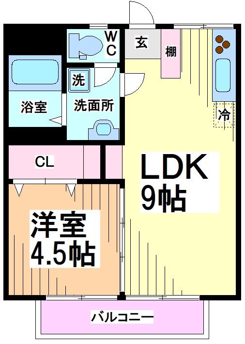 小田急線 狛江駅 徒歩9分 2階建 築46年の間取り写真