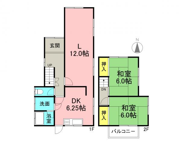 京田辺市河原西久保田二丁目貸家の間取り写真