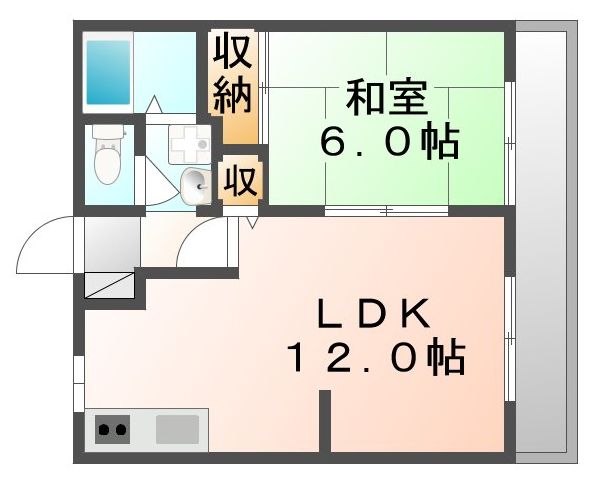 福山市蔵王町のアパートの間取り