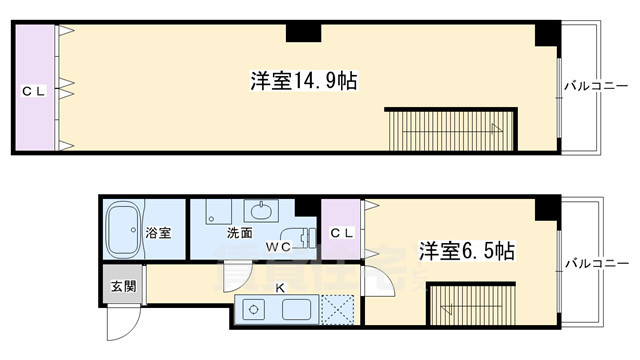 京都市下京区堀之上町のマンションの間取り