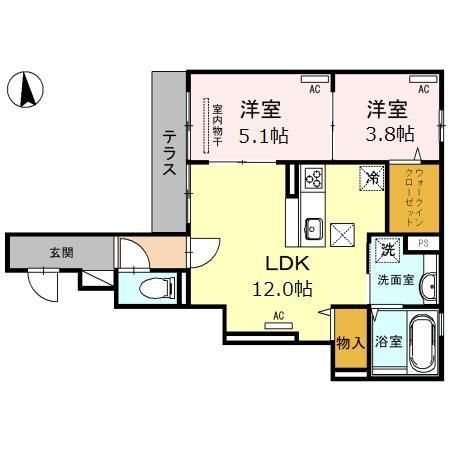 京都市上京区二町目のアパートの間取り