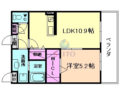 豊中市上野東のマンションの間取り