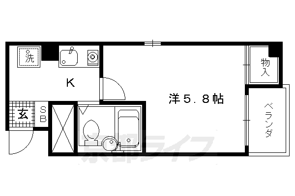 京都市北区紫野花ノ坊町のマンションの間取り