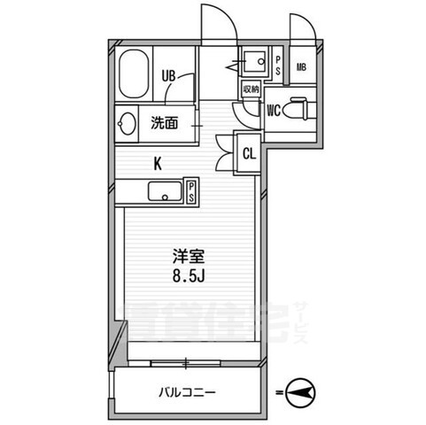 【大阪市西区南堀江のマンションの間取り】