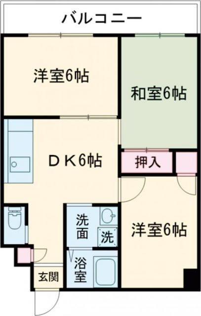 福生市武蔵野台のマンションの間取り