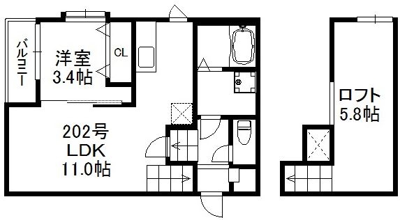 福岡市博多区諸岡のアパートの間取り