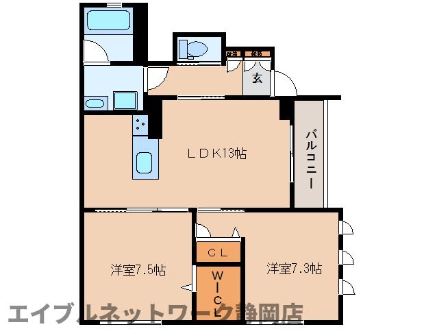 静岡市葵区羽鳥のアパートの間取り