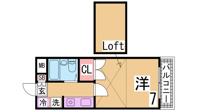 神戸市須磨区大手町のアパートの間取り