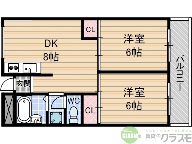 茨木市西駅前町のマンションの間取り