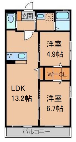 橋本市東家のアパートの間取り