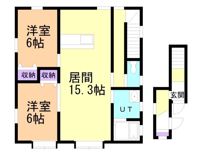 札幌市南区川沿十三条のアパートの間取り