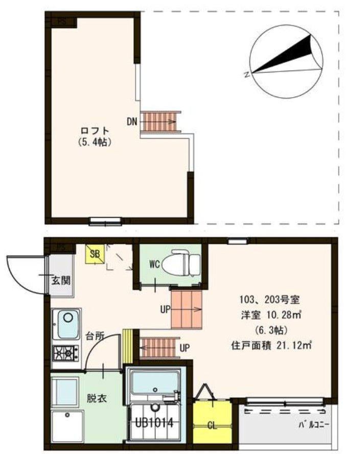 豊中市宝山町のアパートの間取り