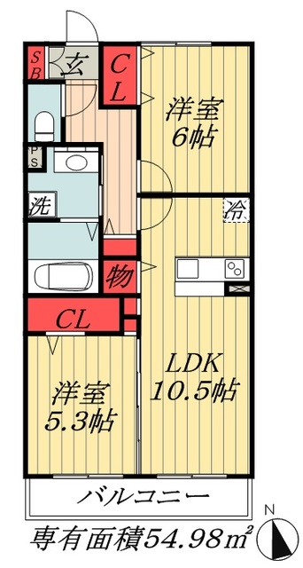 市川市下新宿のアパートの間取り