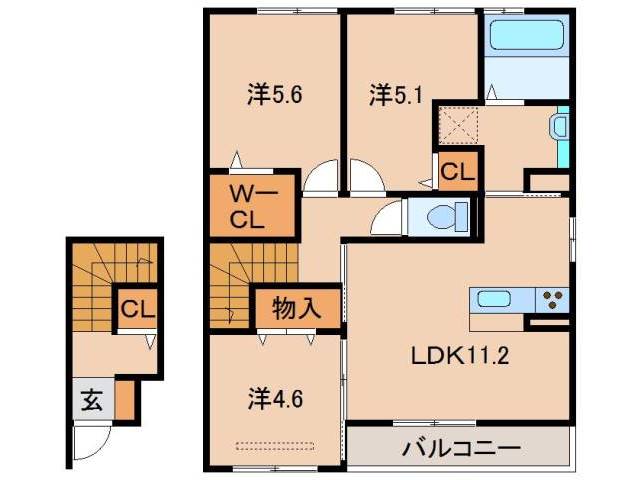 岩出市中黒のアパートの間取り