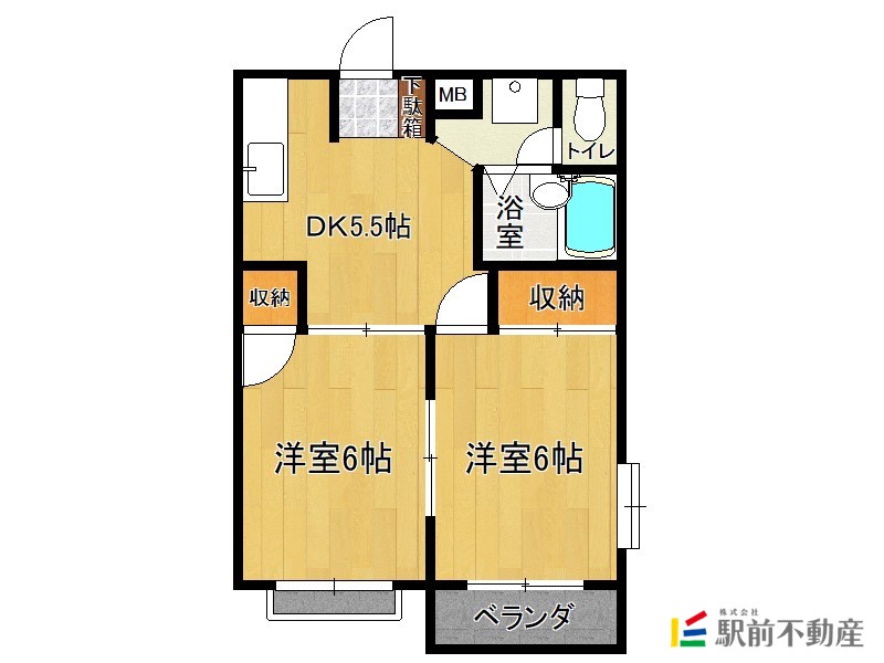 筑後市大字長浜のアパートの間取り