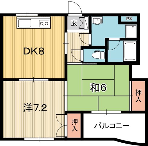 高知市北秦泉寺のマンションの間取り