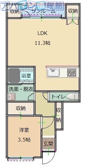 【新潟市中央区姥ケ山のアパートの間取り】