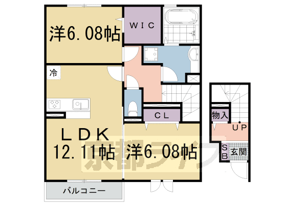 大津市南志賀のアパートの間取り