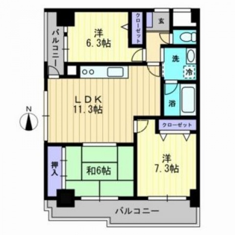 広島市東区牛田新町のマンションの間取り