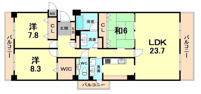 西宮市大谷町のマンションの間取り