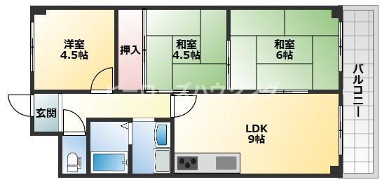 大阪モノレール本線 少路駅 徒歩6分 6階建 築41年の間取り写真