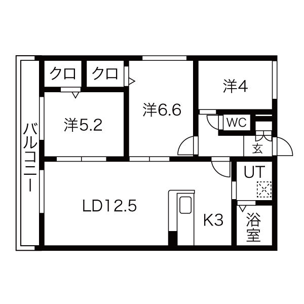 地下鉄南北線 北３４条駅 徒歩3分 4階建 築6年の間取り写真
