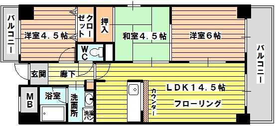 【生島リバーサイドマンションＤ棟の間取り】