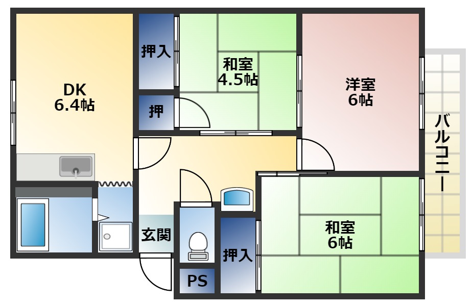 【ジュネスアミ　Ａ棟の間取り】