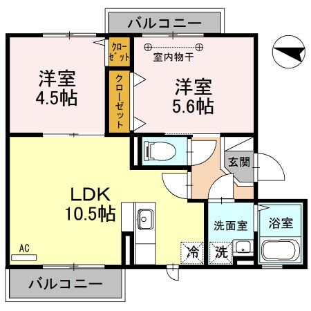 埼玉県八潮市大字西袋（アパート）の賃貸物件の間取り