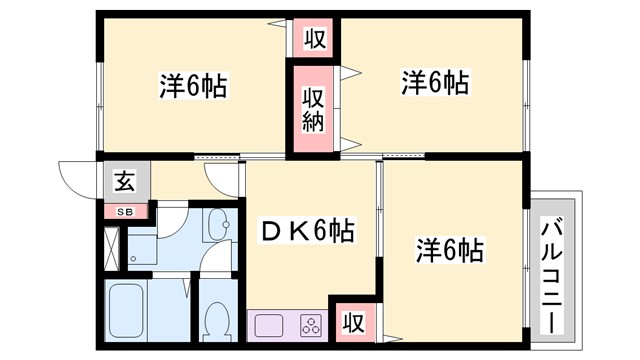 加古郡播磨町西野添のアパートの間取り