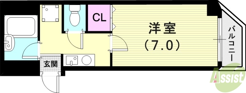 【神戸市兵庫区塚本通のマンションの間取り】