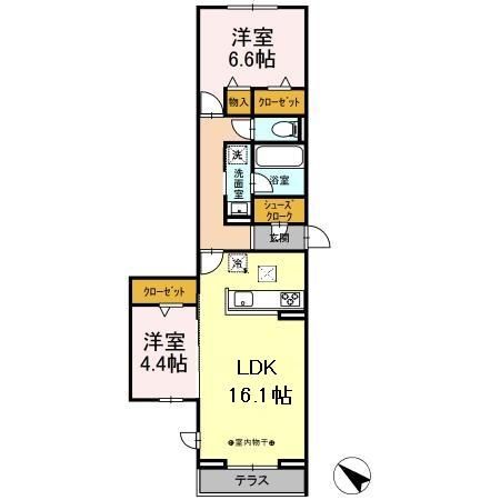 静岡市駿河区中田本町のアパートの間取り