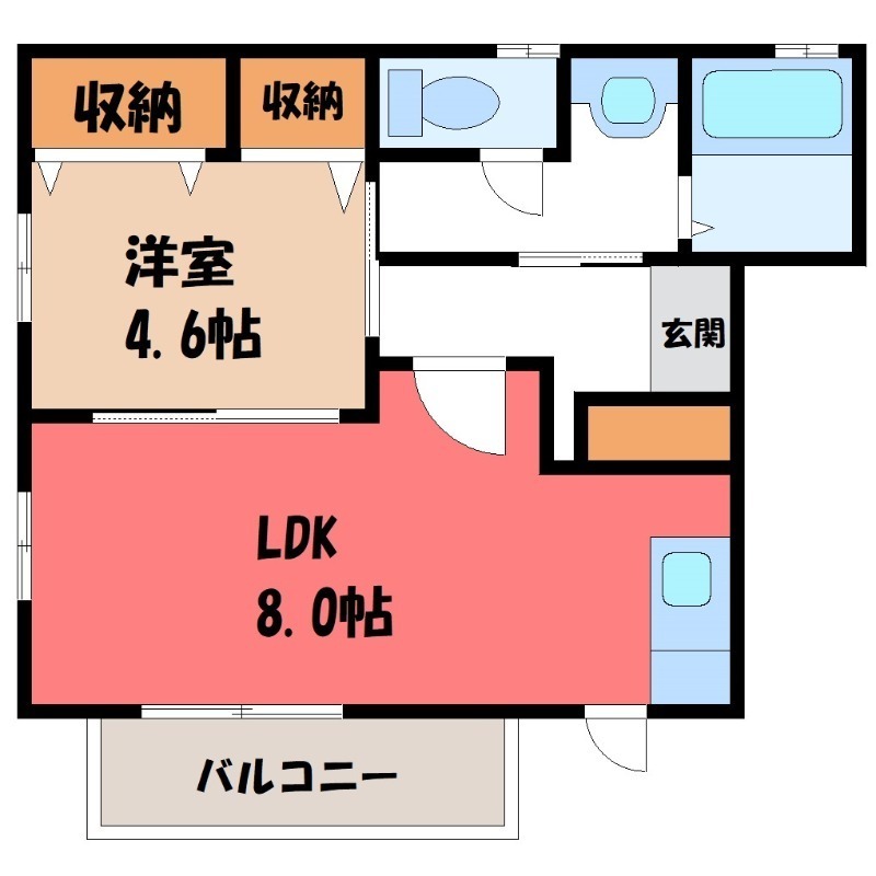 伊勢崎市柳原町のアパートの間取り