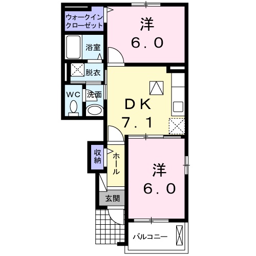 米子市両三柳のアパートの間取り