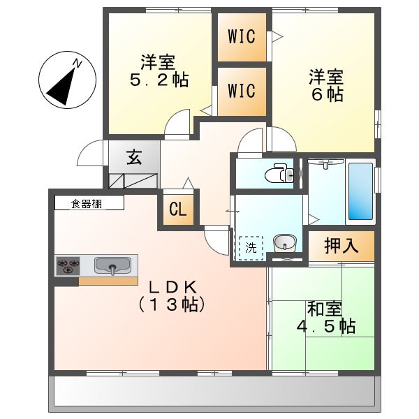 倉敷市児島下の町のアパートの間取り