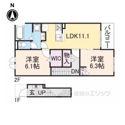 湖南市下田のアパートの間取り