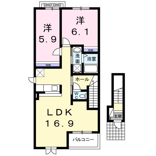 新居浜市庄内町のアパートの間取り