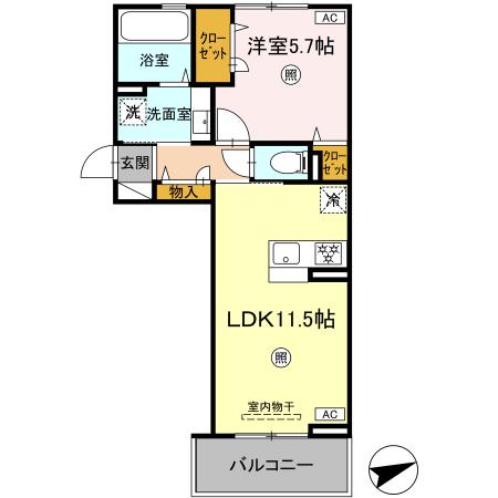 熊本市中央区黒髪のアパートの間取り