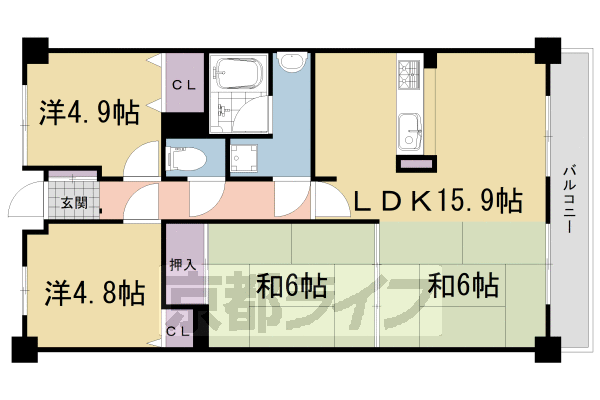 藤和ライブタウン宇治大久保の間取り