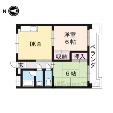 長岡京市久貝のマンションの間取り