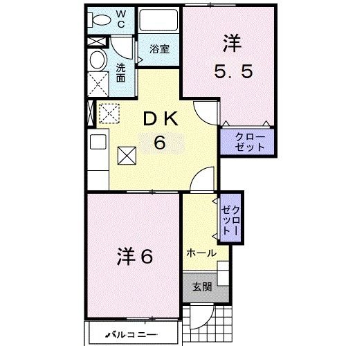 福島市北矢野目のアパートの間取り