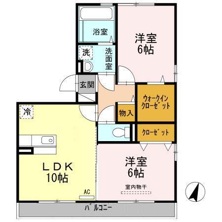 熊本市中央区萩原町のアパートの間取り