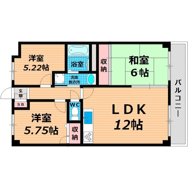 大阪市鶴見区焼野のマンションの間取り