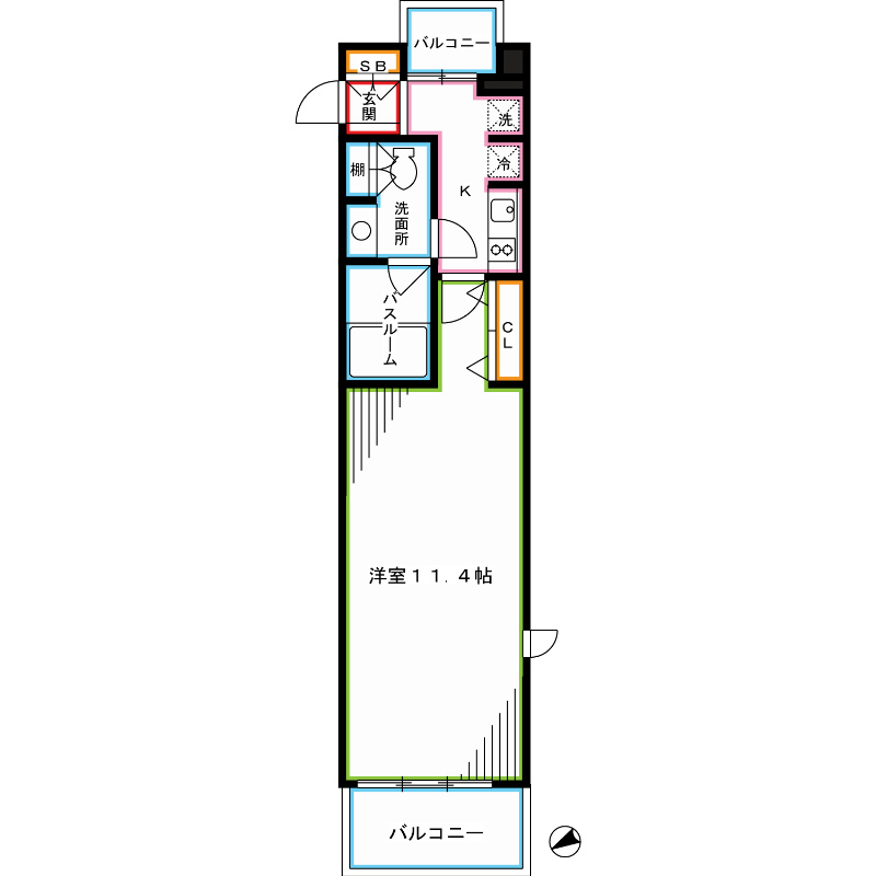 新宿区西新宿のマンションの間取り