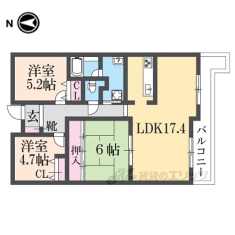 北葛城郡広陵町大字疋相のマンションの間取り