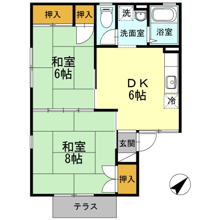 鹿児島市紫原のアパートの間取り